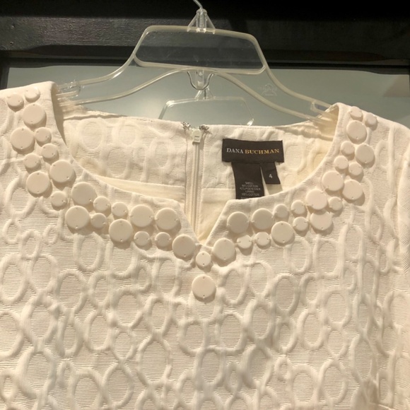 Dana Buchman Ivory Sheath Dress ~ Gorgeous!  Beautiful Xmas Dress! - Picture 9 of 11